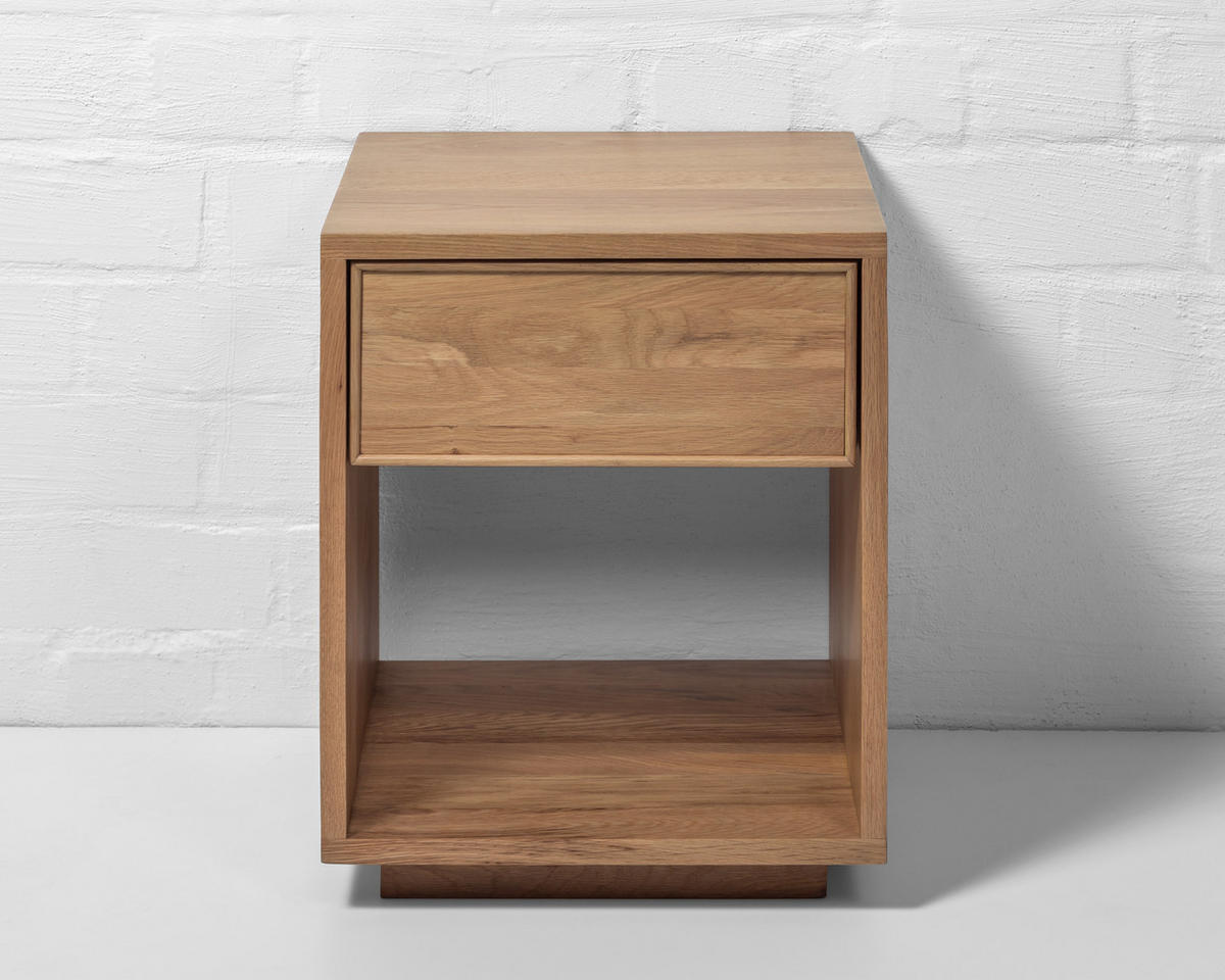 NACHTTISCH Emma 2, Natur Massiveiche - Beige, Holz (40/50/38cm) - WOODEK