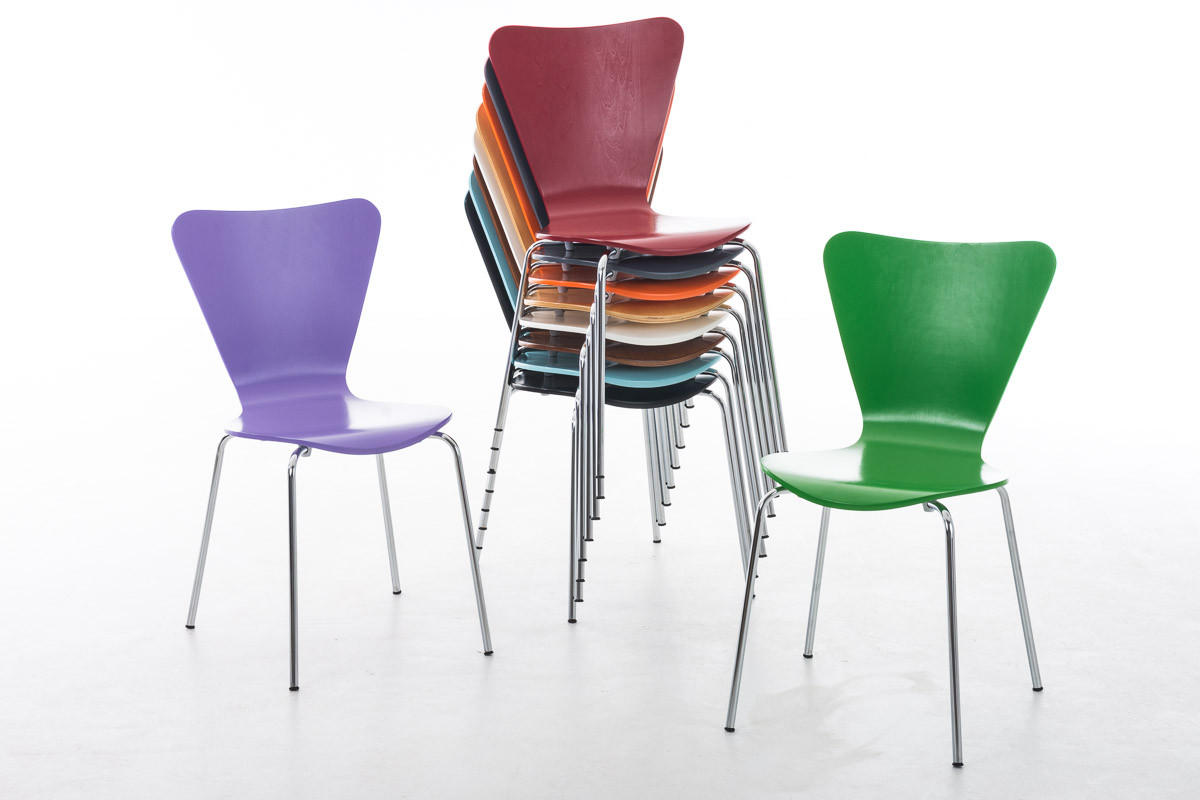 BESUCHERSTUHL Calisso mit Holzsitz und Metallgestell, Farbe: Rot - Chromfarben/Rot, Holz/Metall (42/85/47cm) - TPFLiving