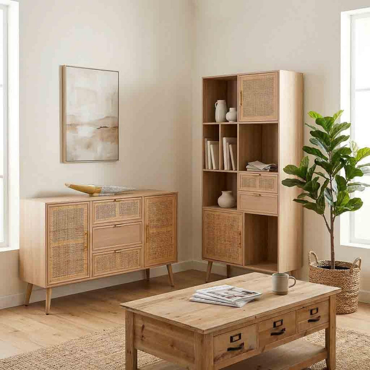 SIDEBOARD aus Holz und Gitter, Braun, 120x41x81 - Braun, Holz (120/40.5/81cm) - Wanderlust