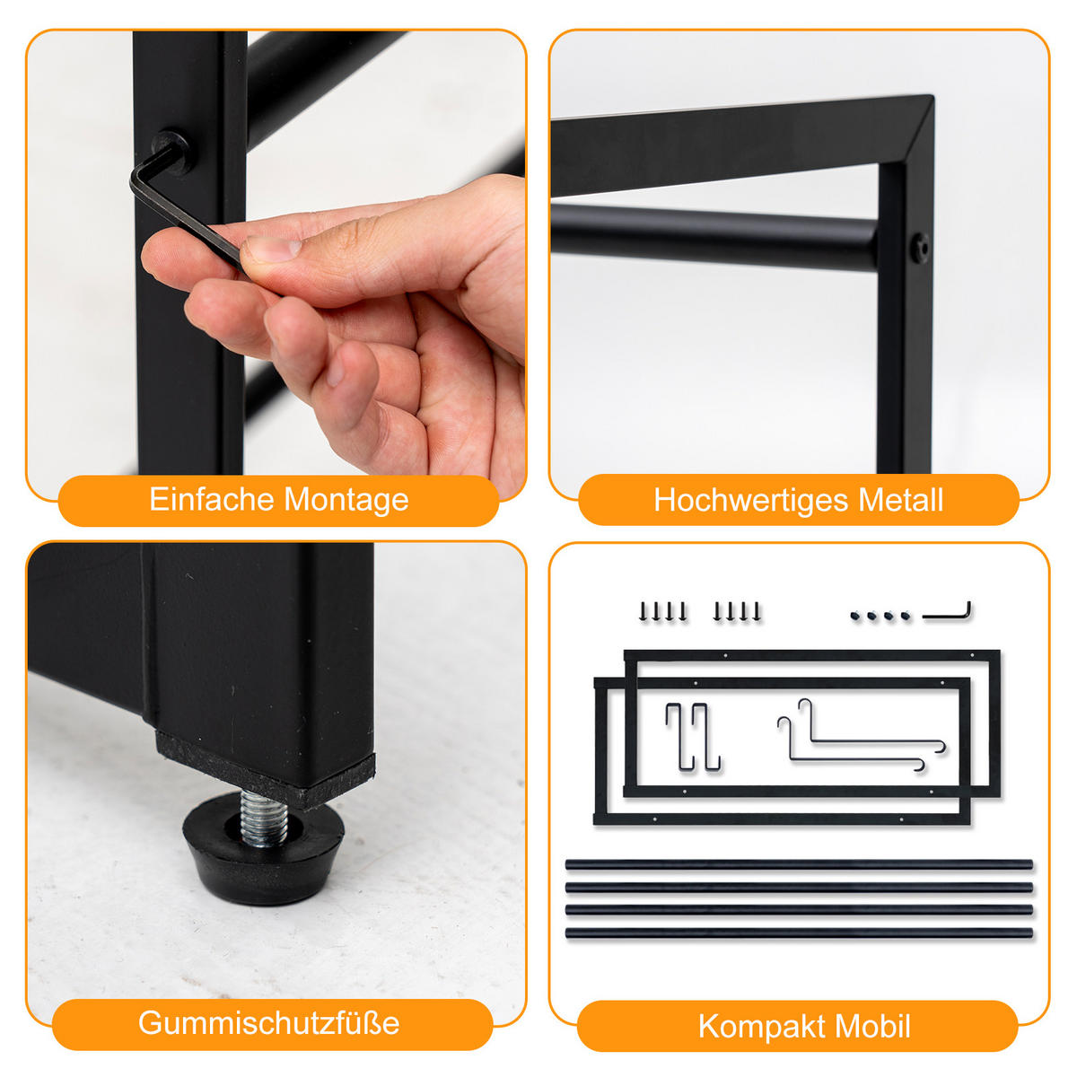 GETRÄNKEKISTENREGAL Baldeneysee 2 Haken & 2 Auflageträger 82x104x32cm Schwarz - Schwarz, Metall (104/82/32cm) - PROREGAL