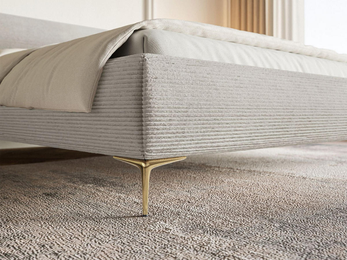 POLSTERBETT Roule Cord Greige 140x200 cm - Taupe/Goldfarben, Textil/Metall (140/200cm) - Selsey
