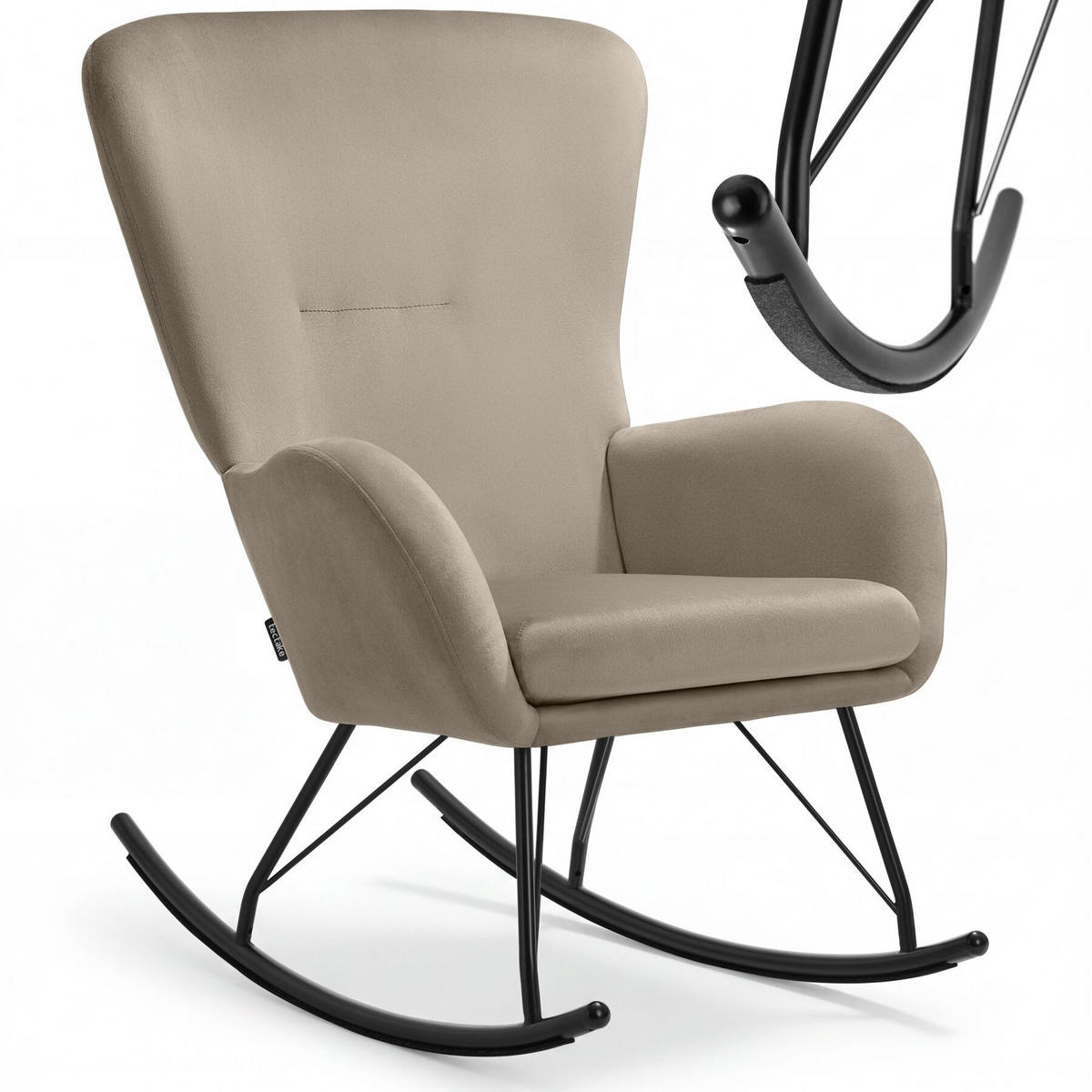 SCHAUKELSTUHL Swing, 70 x 93 x 100 cm, Belastbarkeit 120 kg, schwarz/taupe - Taupe/Schwarz, Kunststoff (70/100/93cm) - tectake