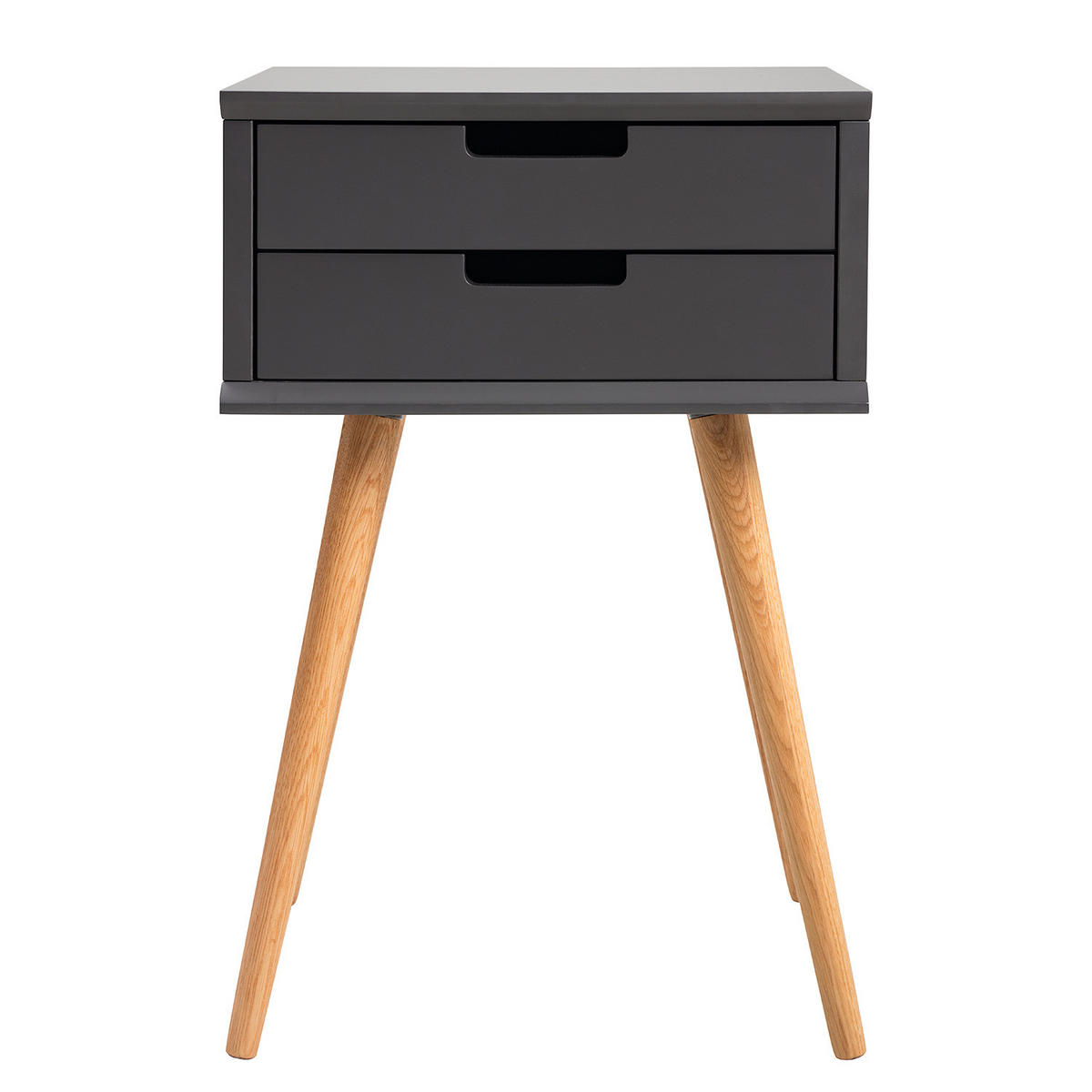 NACHTTISCH mit 2 Schubladen - Teilmassivholz - Eichefarben/Braun, Eichenholz/Holz (40/61/30cm) - home24