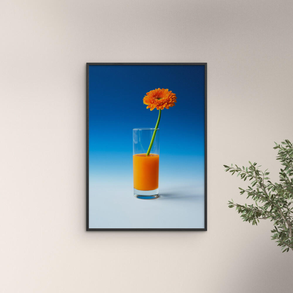 POSTER mit Rahmen Supermercat - Suck it up - Blau/Schwarz, Holz/Papier (50/70cm) - Poster&Frame