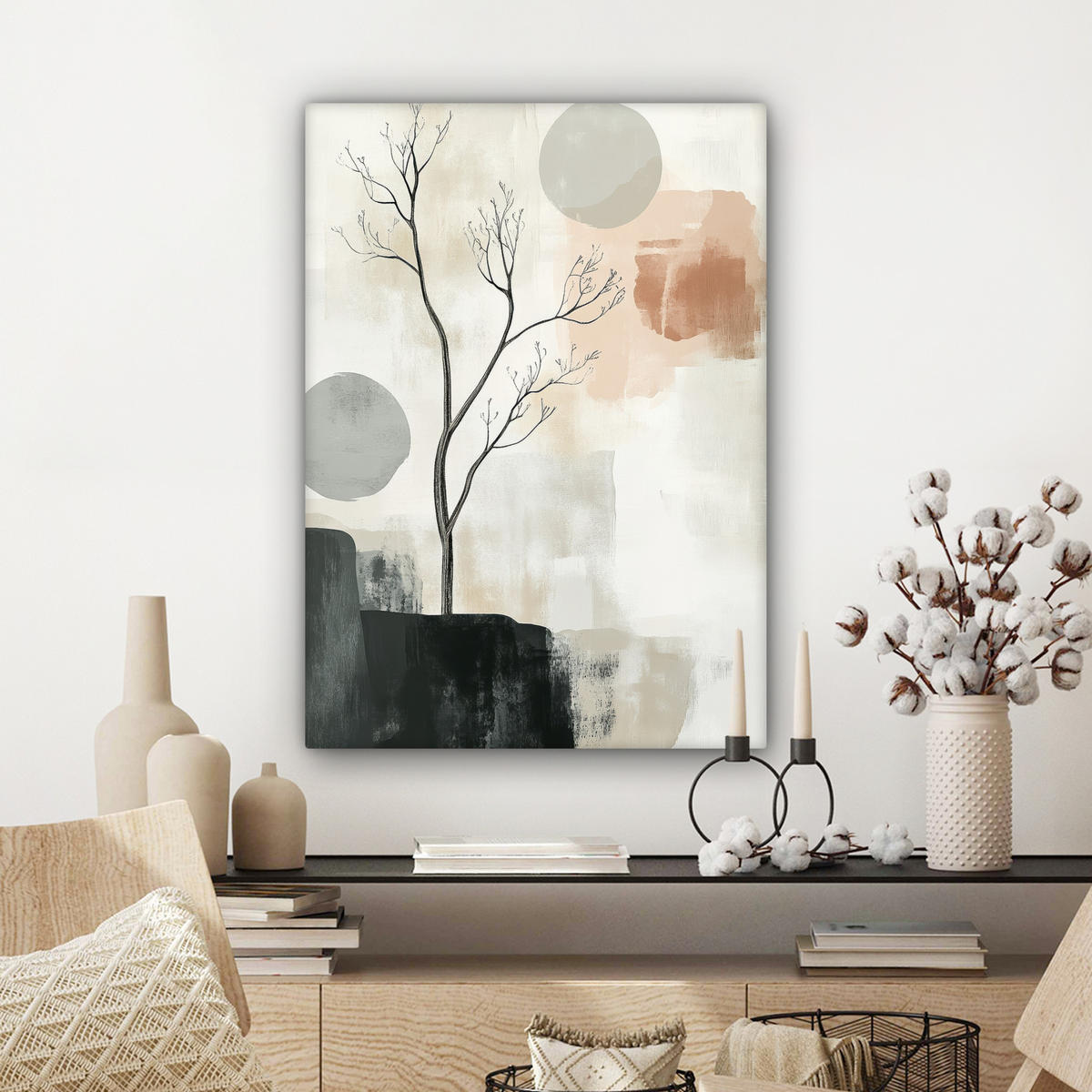 LEINWANDBILD Wabi sabi - Beige - Pflanze 60x80 cm - Sandfarben, Textil (60/80cm) - MuchoWow