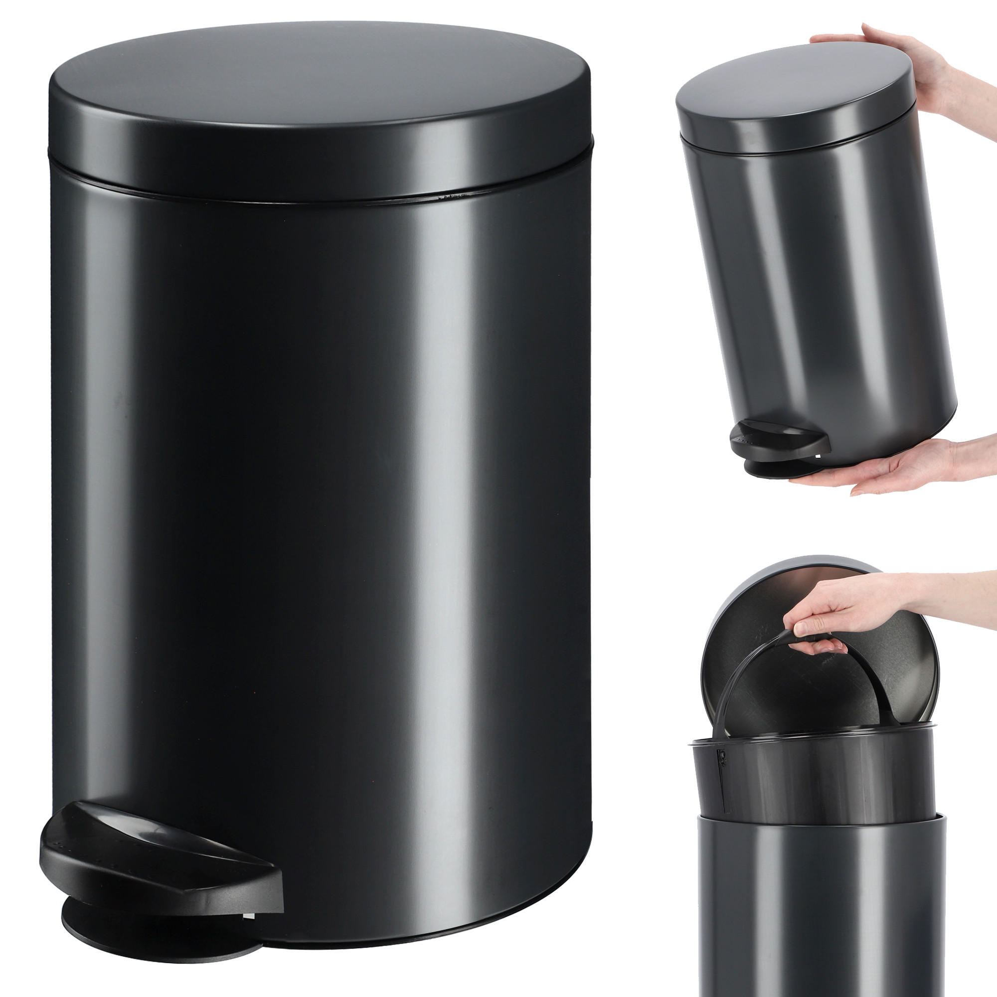 MÜLLEIMER 14L Anthrazit - Anthrazit, Metall (32.9/32.9cm) - KADAX