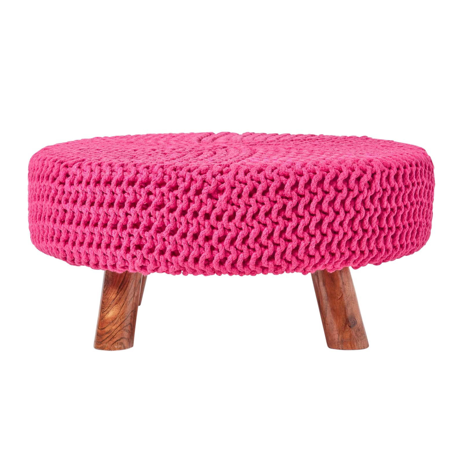 Homescapes Strick-Hocker Pink 62x30x62 cm