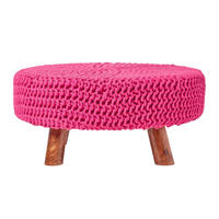 STRICK-HOCKER pink, rund 62/62/30 cm - Pink, Textil (62/30/62cm) - Homescapes