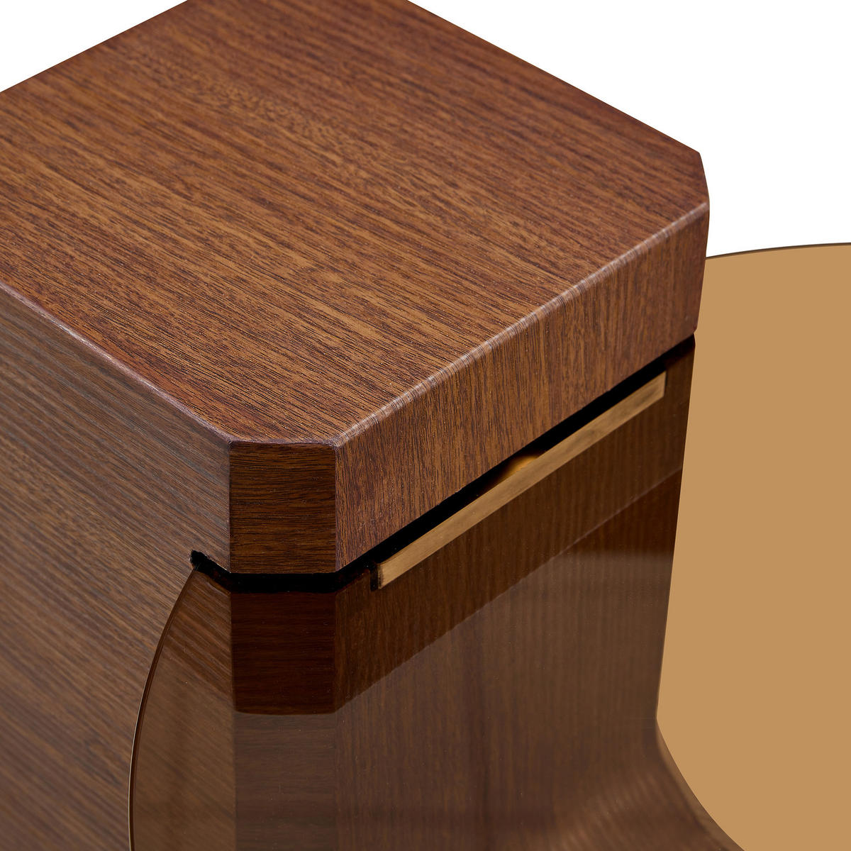 COUCHTISCH in Walnussfarbe 2er-Set Couchtisch-Kombination mit Glasplatte für Wohnzimmer, B44/T62/H44 cm, Ø61/H30 cm - Walnussfarben, Glas/Holzwerkstoff (61/61/30cm) - STILVORA