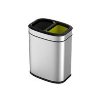 MÜLLEIMER Rechteckiger Aus Gebürstetem Edelstahl Mit Offener Einwurfsöffnung 10 & 10 Liter Liter 43 x 33,5 x 22,5 cm Silber - Silberfarben, Metall (35.5/43/22cm) - PROREGAL