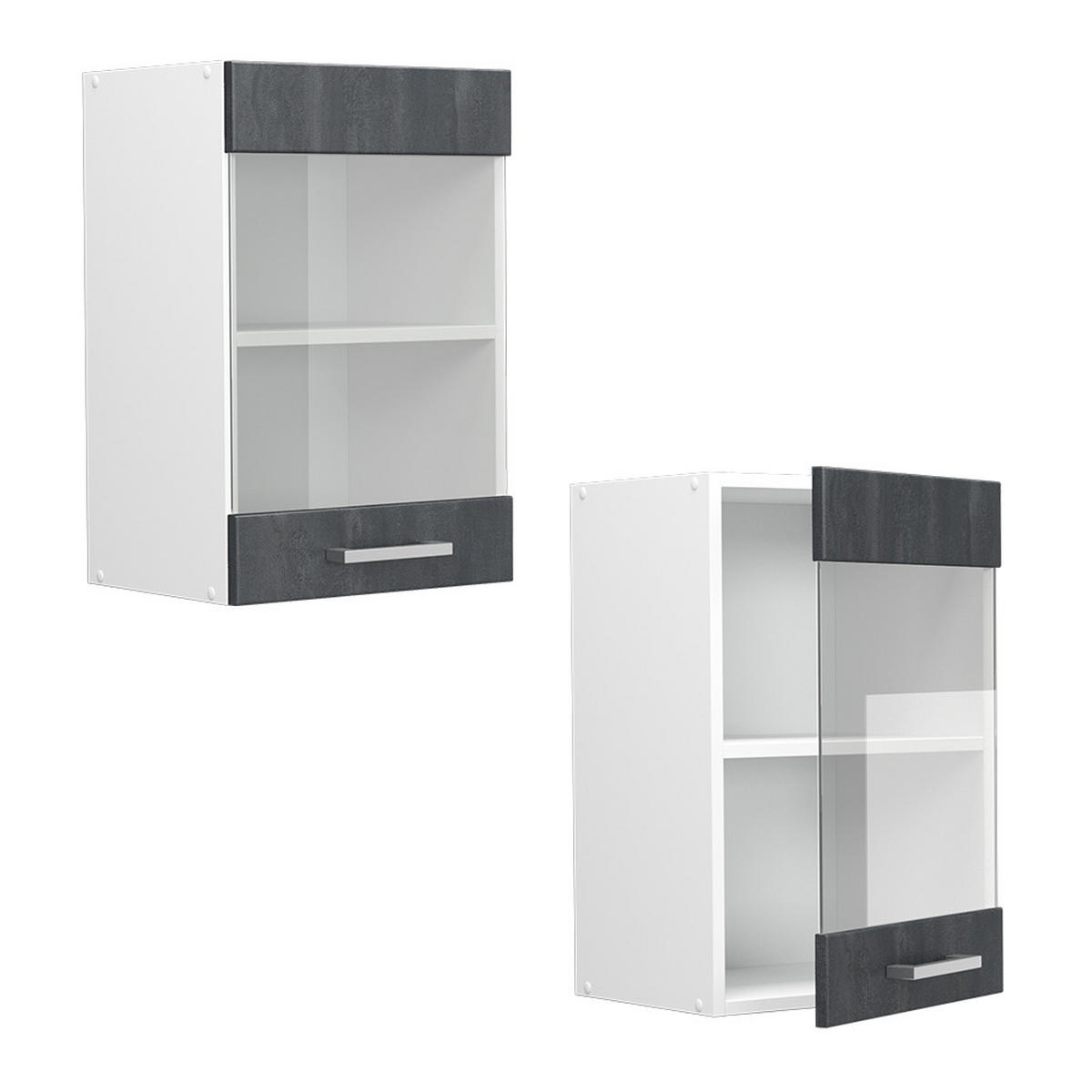 KÜCHENGLASSCHRANK R-Line Schwarz Beton 40 cm - Schwarz/Weiß, Holzwerkstoff (40/60/31cm) - Vicco
