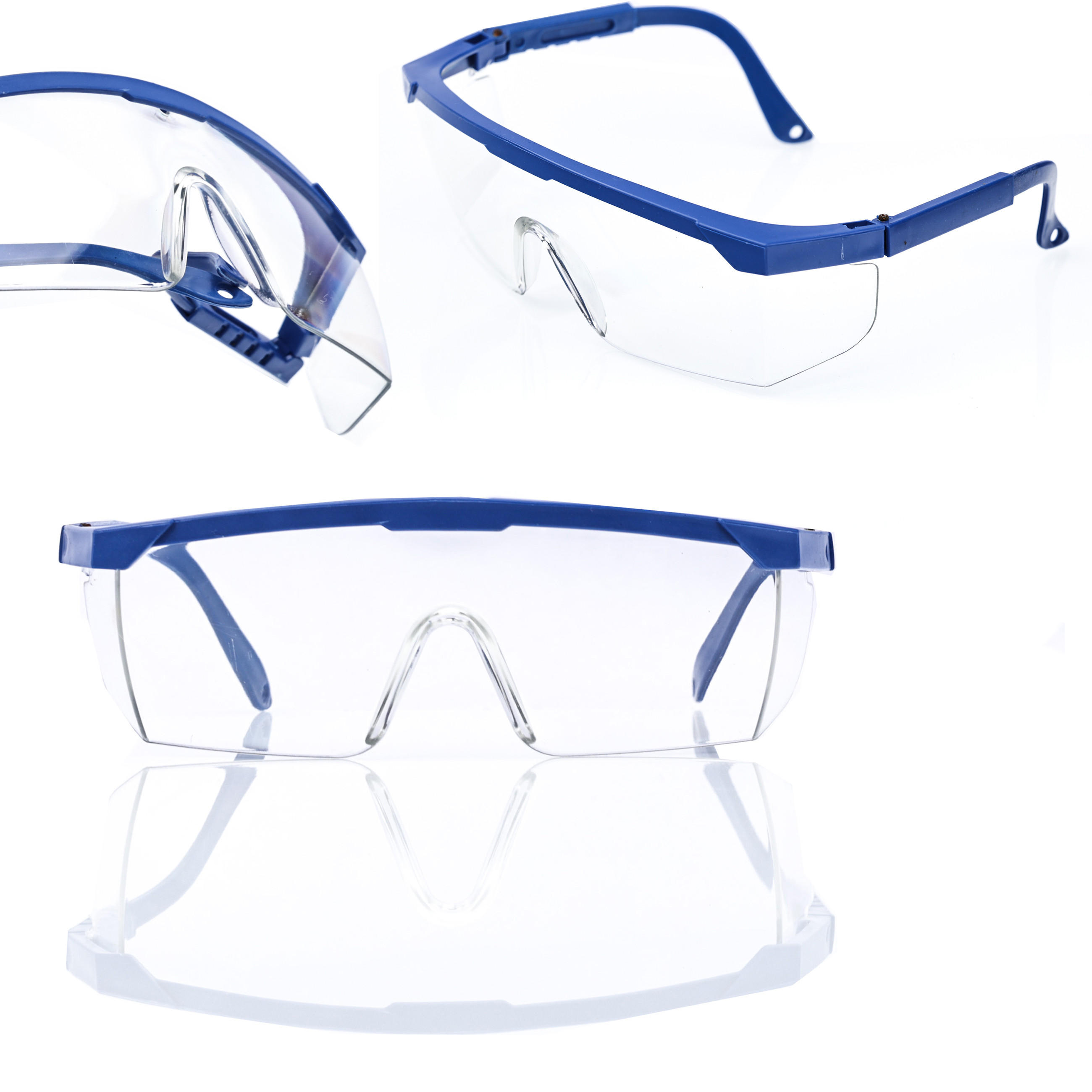 SCHUTZBRILLE Universal - klar, Polycarbonat, UV-Schutz, ultraleicht, EN166, Stoßfest S, 3-stufig verstellbare Bügel, TPR-Auflagen - Multicolor, Kunststoff/Metall
