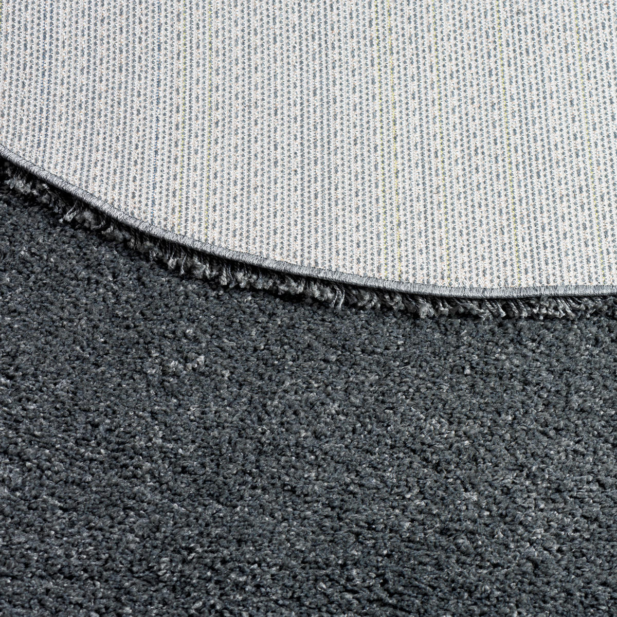 HOCHFLOR LANGFLOR SHAGGY TEPPICH LUXURY RUND - Anthrazit, Textil (120/120cm) - Pergamon