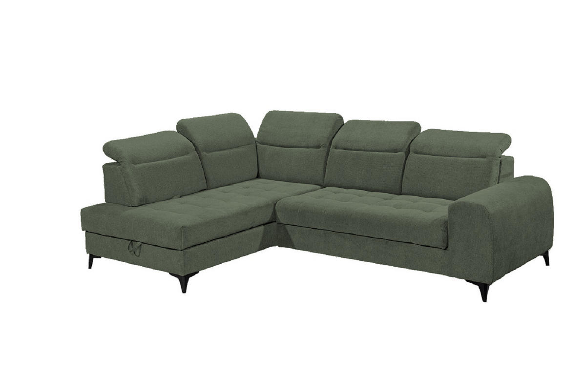 ECKSOFA mit elektrischer Sitztiefenverstellung - Grün, Kunststoff/Textil (282/200cm) - ed exciting design