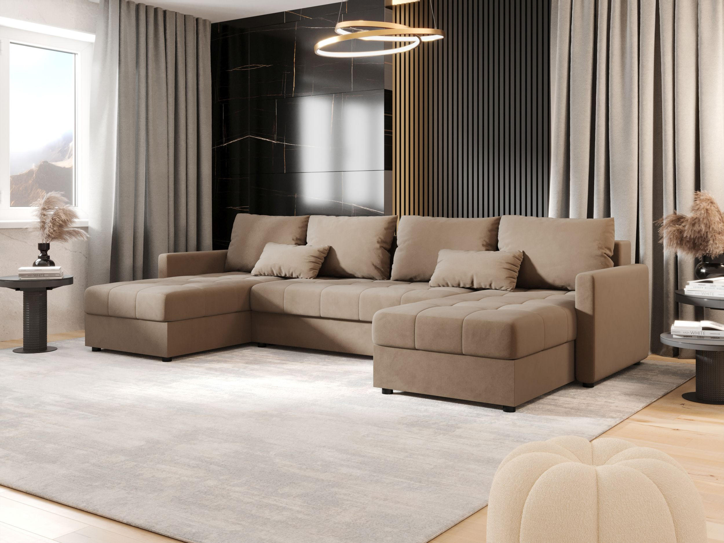 ECKSOFA MOS U BIS Itaka 48 mit Schlaffunktion - Braun, Textil (285/85/140cm) - Bedante