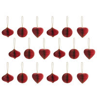 WEIHNACHTSBAUMSCHMUCK 18er Set Papier Rot Susa - Rot, Papier (12/10/12cm) - Beliani