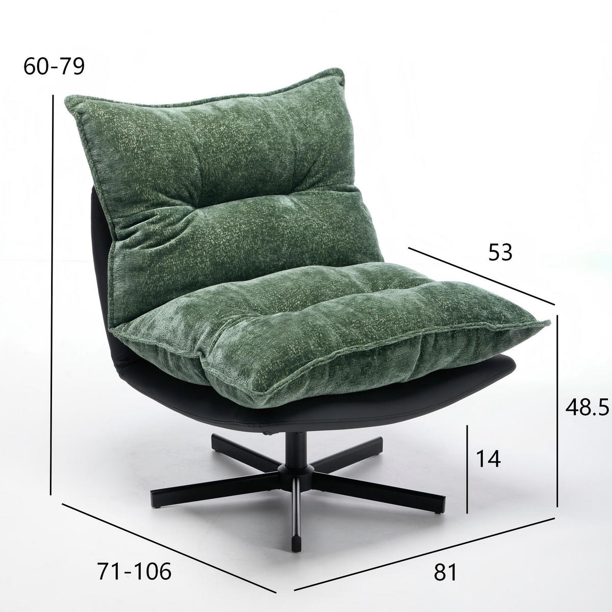 SESSEL Drehbar Relaxsessel 3-Stufen Lehne Memory Foam - Dunkelgrün, Textil (81/60/106cm) - Urban Meuble