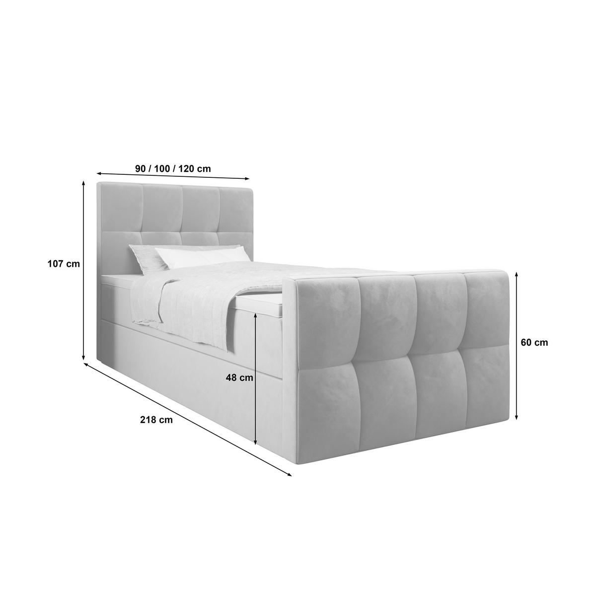 BOXBETT MANHATTAN mit Matratze H3, Bonell und Topper 90x200 Monolith 59 - Rot, Textil (90/200cm) - Bedante