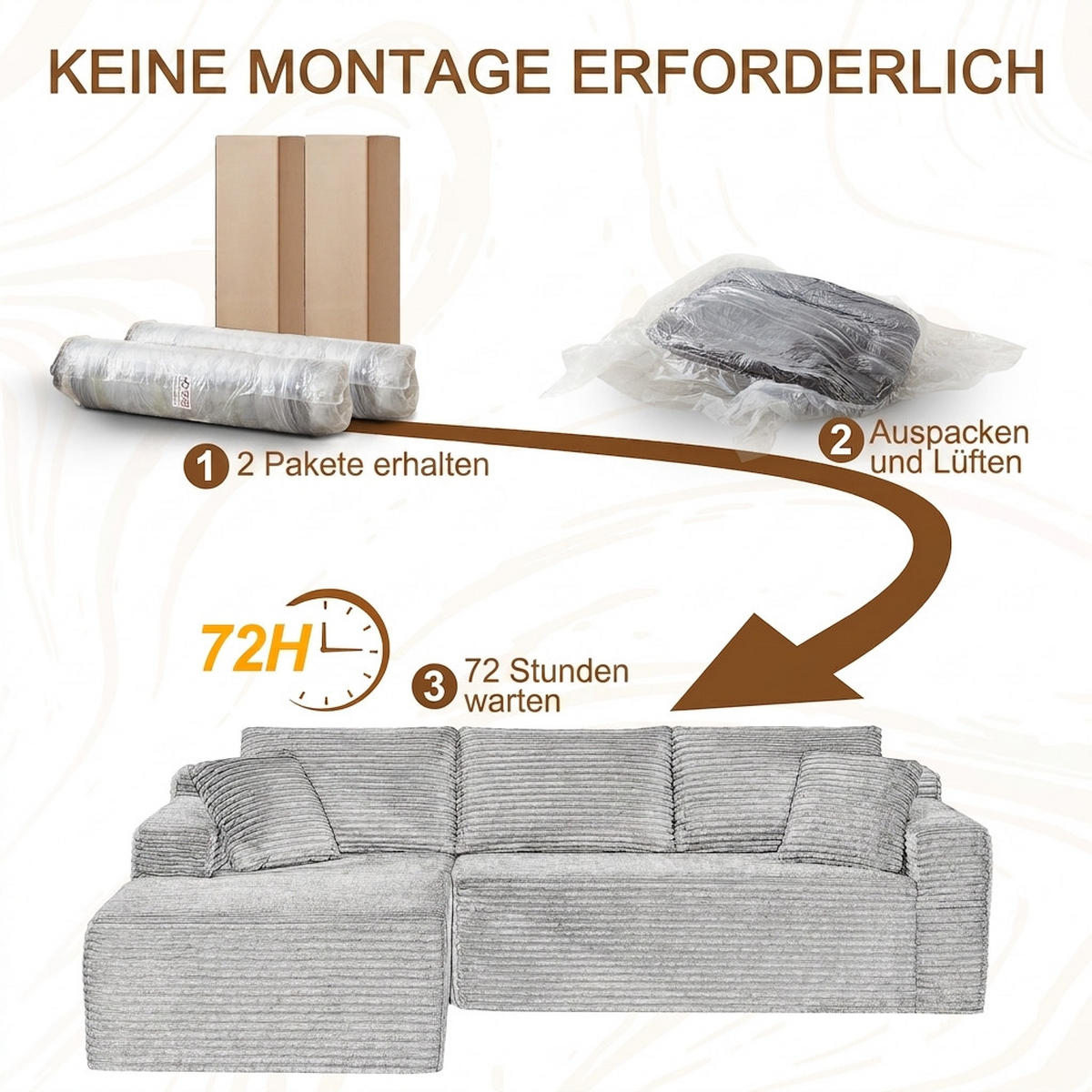 ECKSOFA 252.5/163/65 cm Dunkelgrau mit Chaiselongue, Linke Seite - Dunkelgrau, Textil (252.5/163cm) - Oxeza