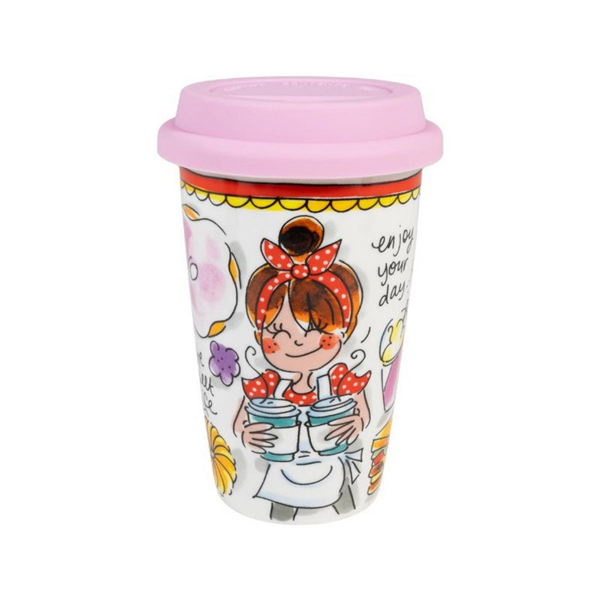 TO-GO-BECHER Süßes Leben in Bunt - 15cm - Multicolor, Keramik (0.4L) - Blond Amsterdam