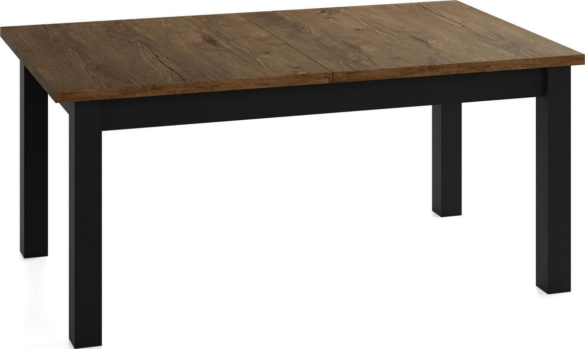 ESSTISCH Lindberg ausziehbar verlängerbar rechteckig, Eiche Braun Rustikal 140-160/80/77 cm - Alteiche/Schwarz, Holz/Holzwerkstoff (140/80/76.5cm) - WFL GROUP
