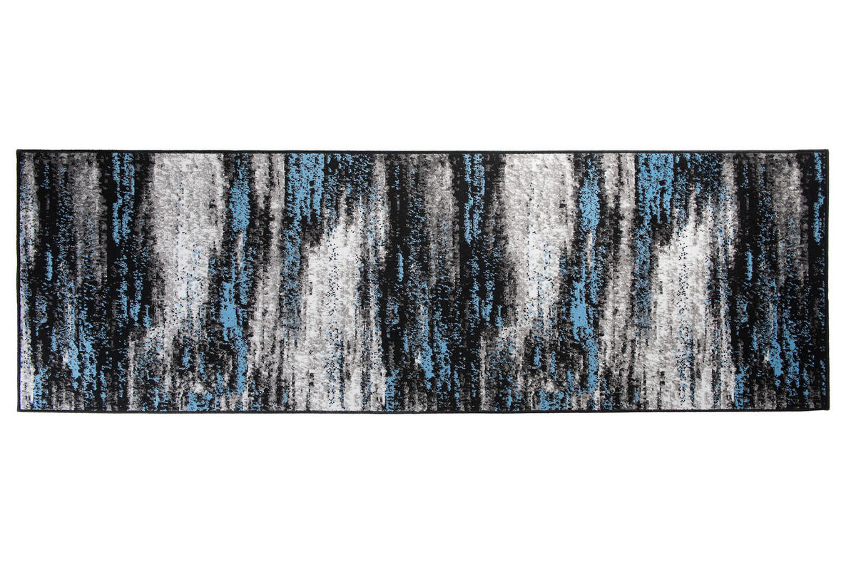LÄUFER MAYA Schwarz Blau 60/100 cm - Blau, Textil (60/100cm) - Tapiso