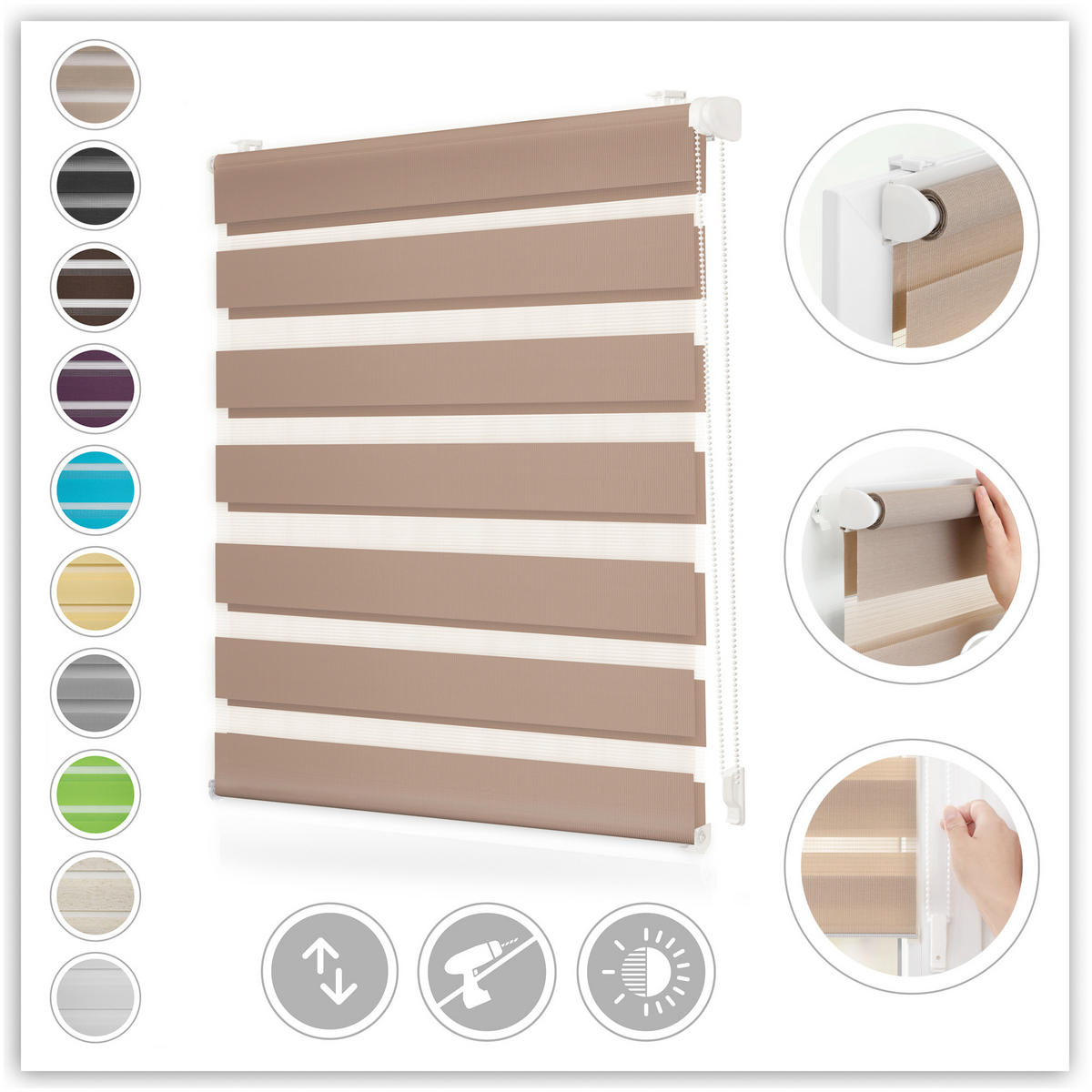 DUO ROLLO KLEMMFIX, OHNE BOHREN - Taupe, Kunststoff (45/150cm) - Lichtblick Original