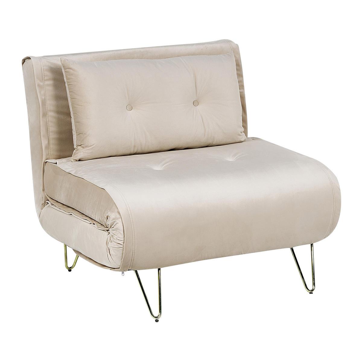 SCHLAFSOFA Samtstoff Beige Vestfold - Beige/Goldfarben, Textil (78/81/70cm) - Beliani
