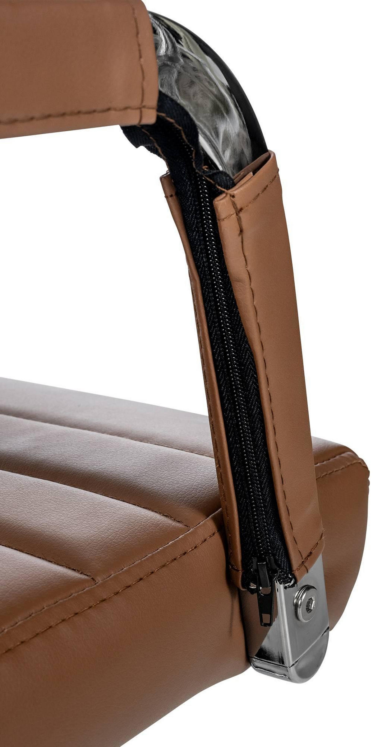 DREHSTUHL Lederlook hellbraun - Hellbraun, Textil/Metall (51/98/63cm) - CLP