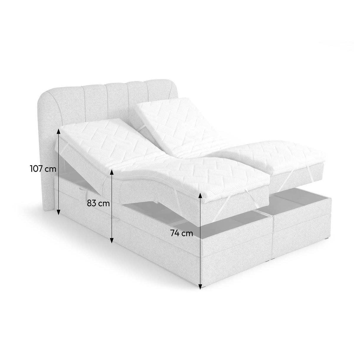 BOXSPRINGOVÁ POSTEL Romeo s elektrickým polohováním matrace, 140x200 cm, béžová - béžová, textil (140/200cm) - Beautysofa
