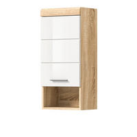 HÄNGESCHRANK weiß Hochglanz, Eiche 37 cm, Badschrank hängend - Weiß Hochglanz/Eichefarben, Holzwerkstoff/Kunststoff (37/79/24cm) - Inn.Furn
