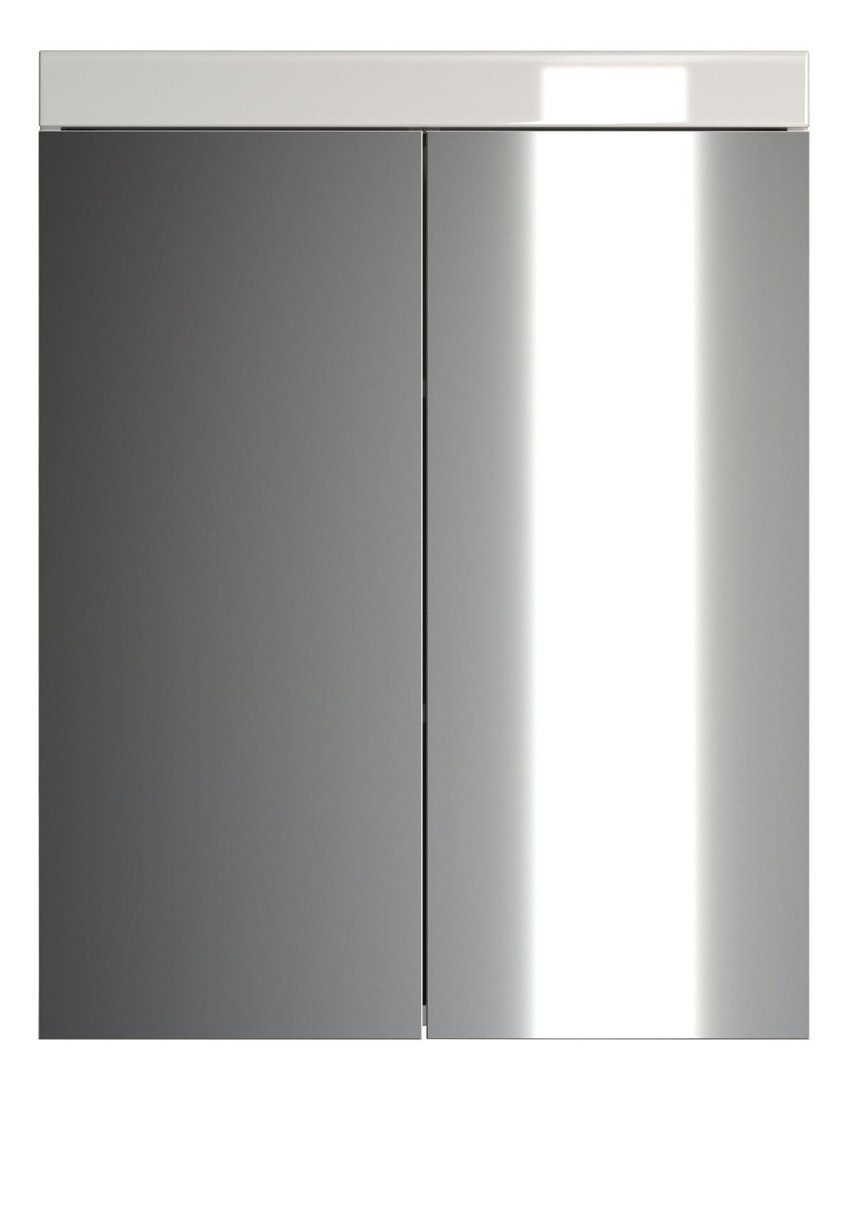 SPIEGELSCHRANK weiß Hochglanz 60 x 77 cm, Badschrank 2-türig - Weiß, Glas/Holzwerkstoff (60/77/17cm) - Top.Furn