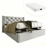 POLSTERBETT 140/200 cm Hellgrau mit Matratze mit Stauraum und Lattenrost - Hellgrau, Textil (140/200cm) - OKWISH