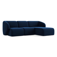 ECKSOFA Rechts Samt Stoff Blau - Türkis/Schwarz, Holzwerkstoff/Kunststoff (248/166cm) - LaMiaSofa