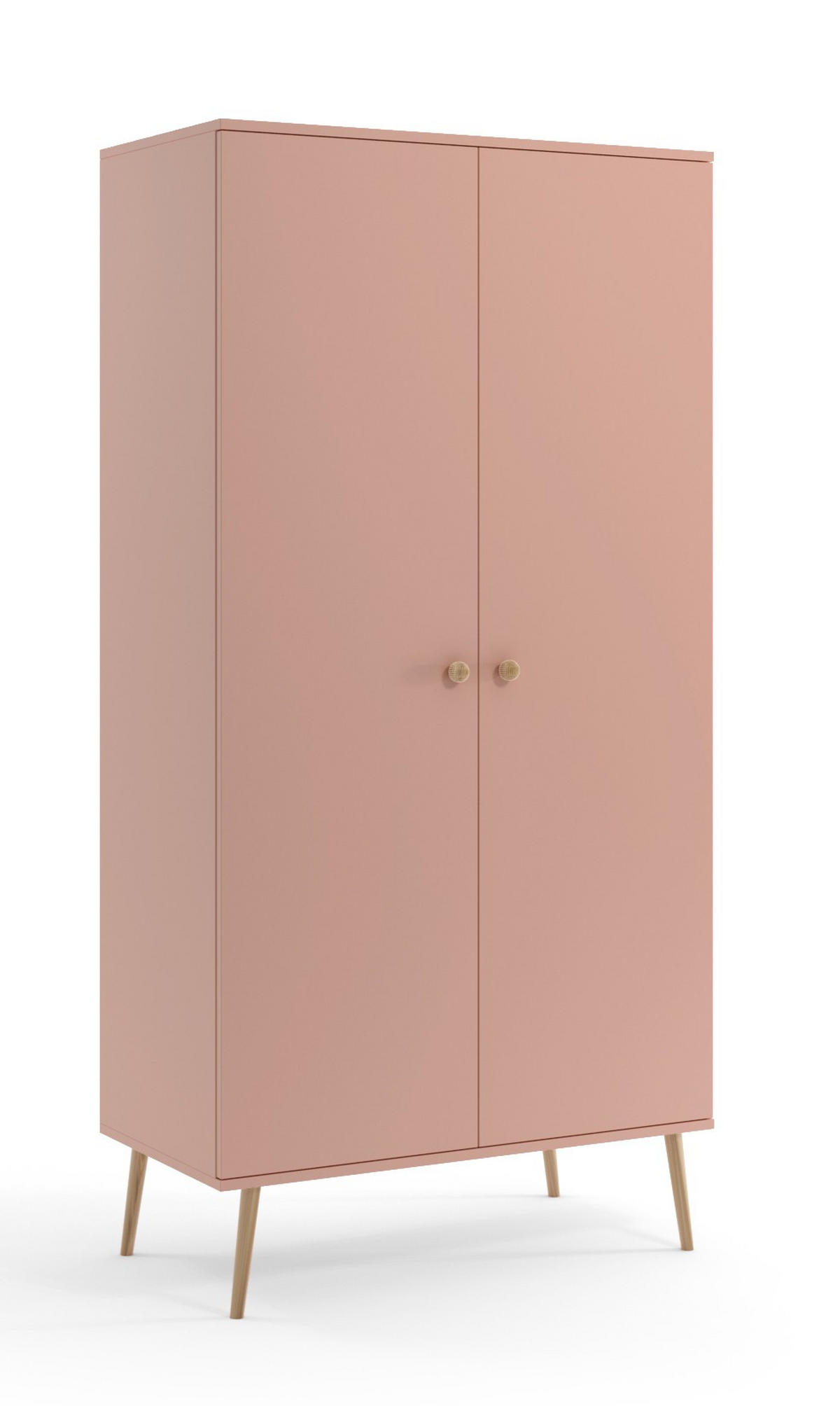 SCHRANK Rosa Boho Tiefe Holzbeine 5 Regale - Rosa, Holzwerkstoff (87/212/41cm) - Sepro Meble