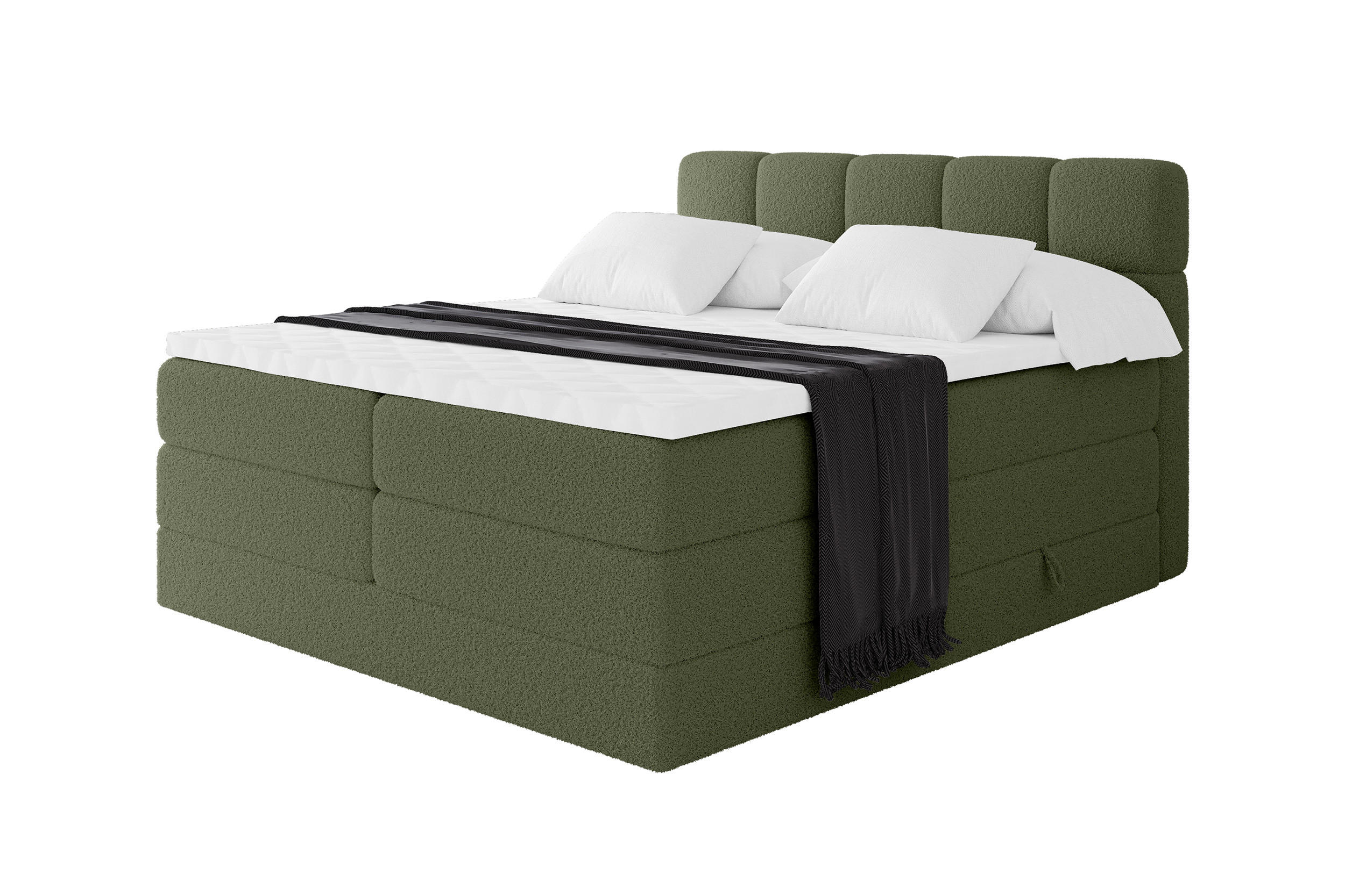 BOXBETT mit Matratze H3/H4 - FAMA KING - 160x200 cm Grün Quelle - Grün, Holzwerkstoff (160/200cm) - ALTDECOR