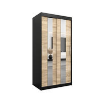 SCHWEBETÜRENSCHRANK 200/100/62 2-türig - Silberfarben/Schwarz, Holz/Kunststoff (100/200/62cm) - Abiks Möbel