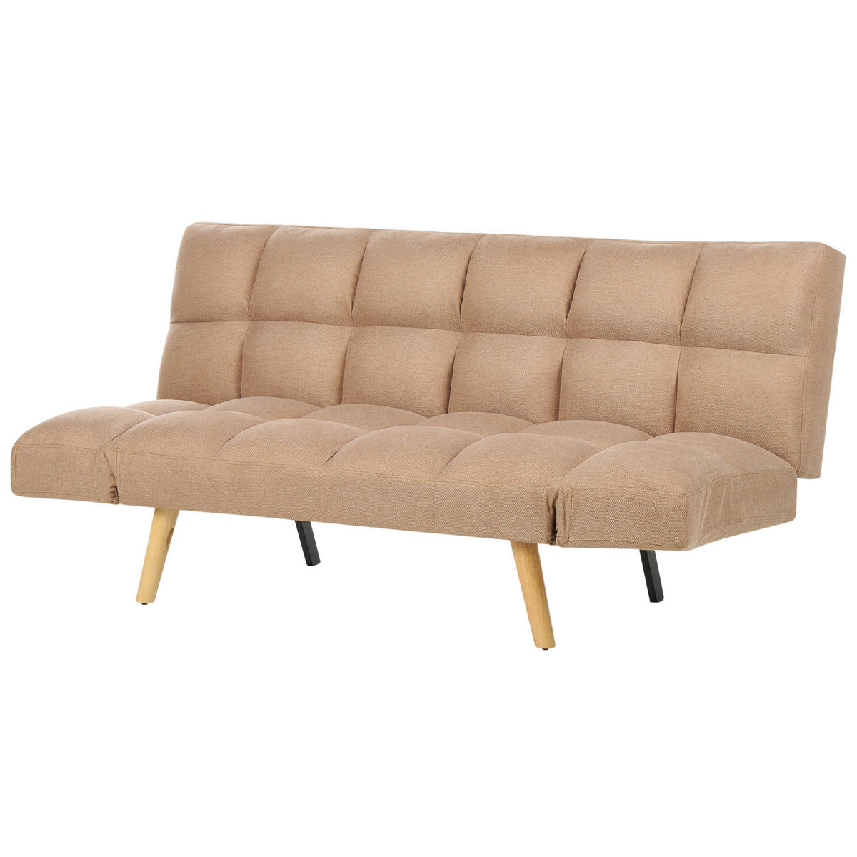 3-SITZER-SCHLAFSOFA hellbraun Ingaro - Hellbraun/Braun, Textil (182/86/79cm) - Beliani