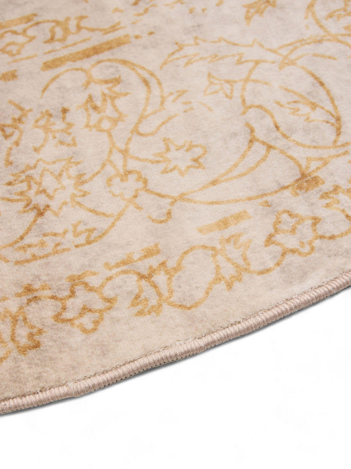 VINTAGE-TEPPICH Miray waschbar ø 160 cm rund - Beige/Gelb, Kunststoff (160/160cm) - benuta Nest