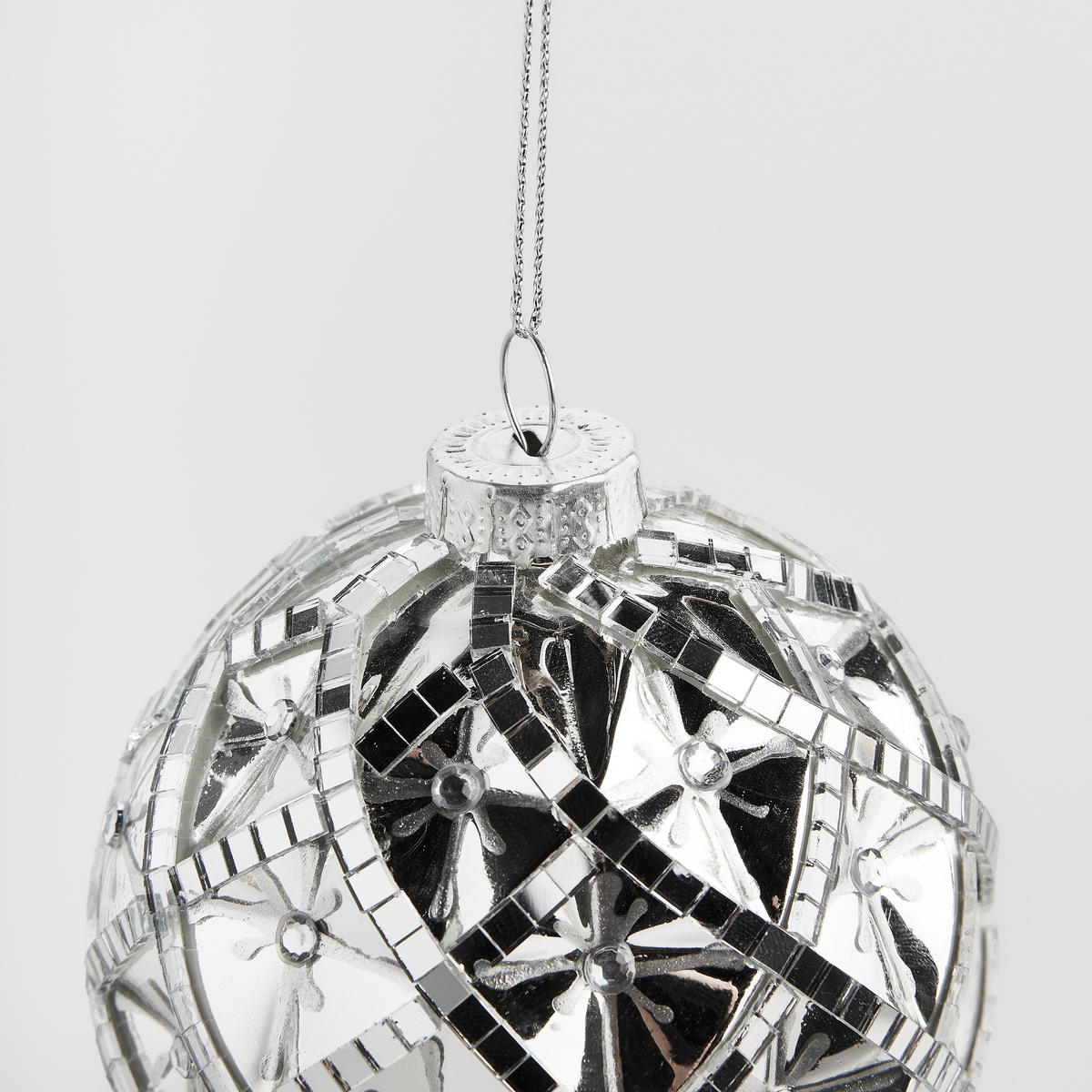 WEIHNACHTSKUGEL Glas FLORETTA, Ø8 cm, Silber, Christbaumkugeln, Weihnachtsdeko Xmas, Christmas Deko - Silberfarben, Glas (8/8/8cm) - home&you