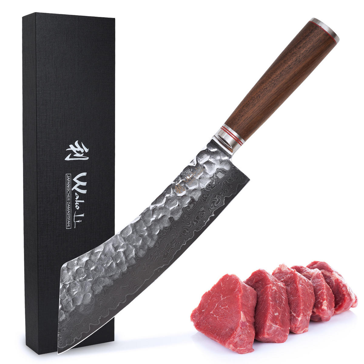 BLOCKMESSER 23,5 cm - Nussbaumfarben, Holz/Metall (37cm) - Wakoli