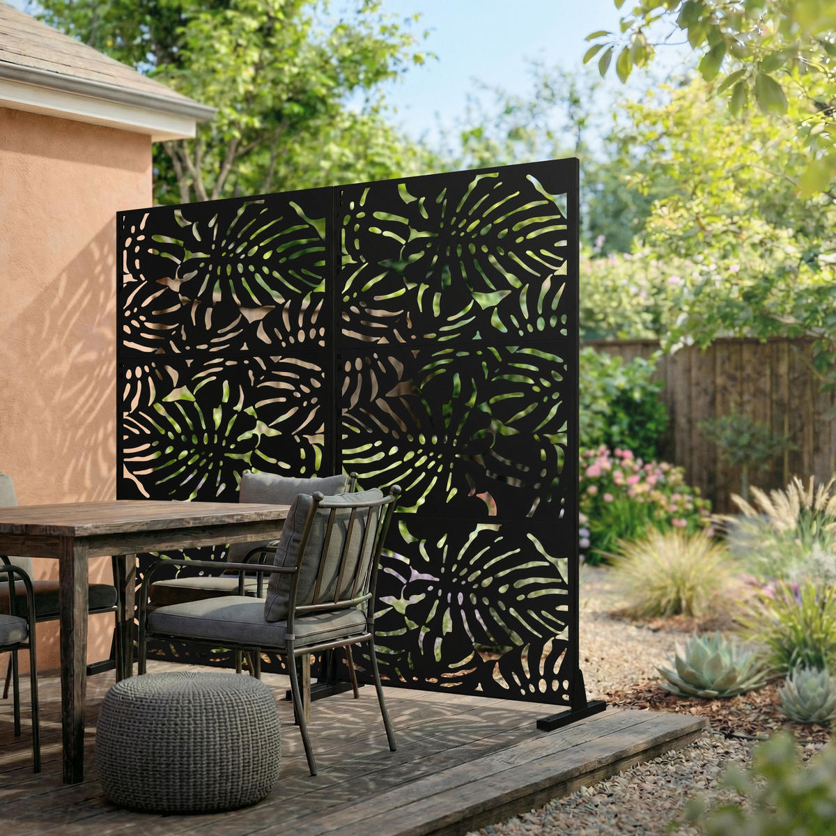 METALL-SICHTSCHUTZ Roma 90x180 cm Schwarz aus Stahl - Schwarz, Metall (90/183cm) - ML-DESIGN