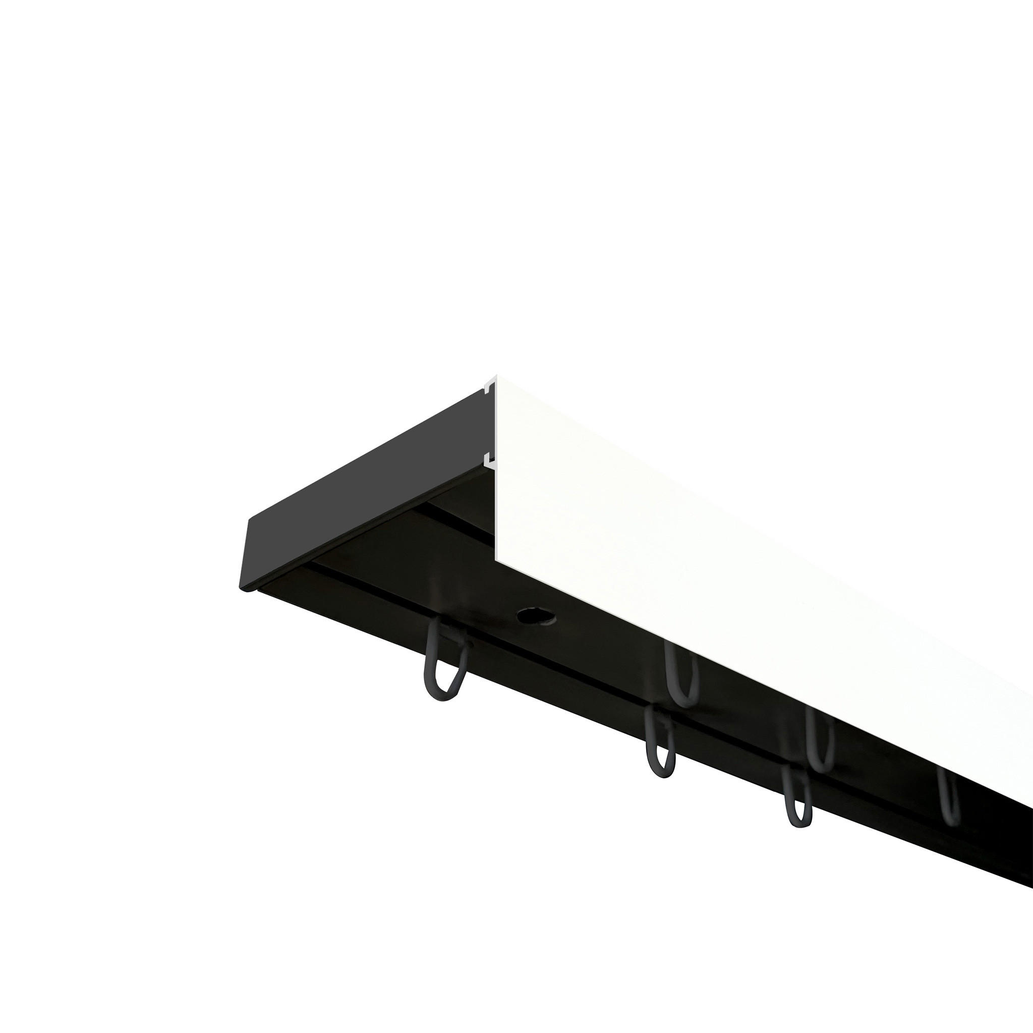 VORHANGSCHIENE SH, 2-läufig, Schiene schwarz, Blende 5 cm weiß, 180 cm - Schwarz, Kunststoff (4.7/1.7/180cm) - SN Deco