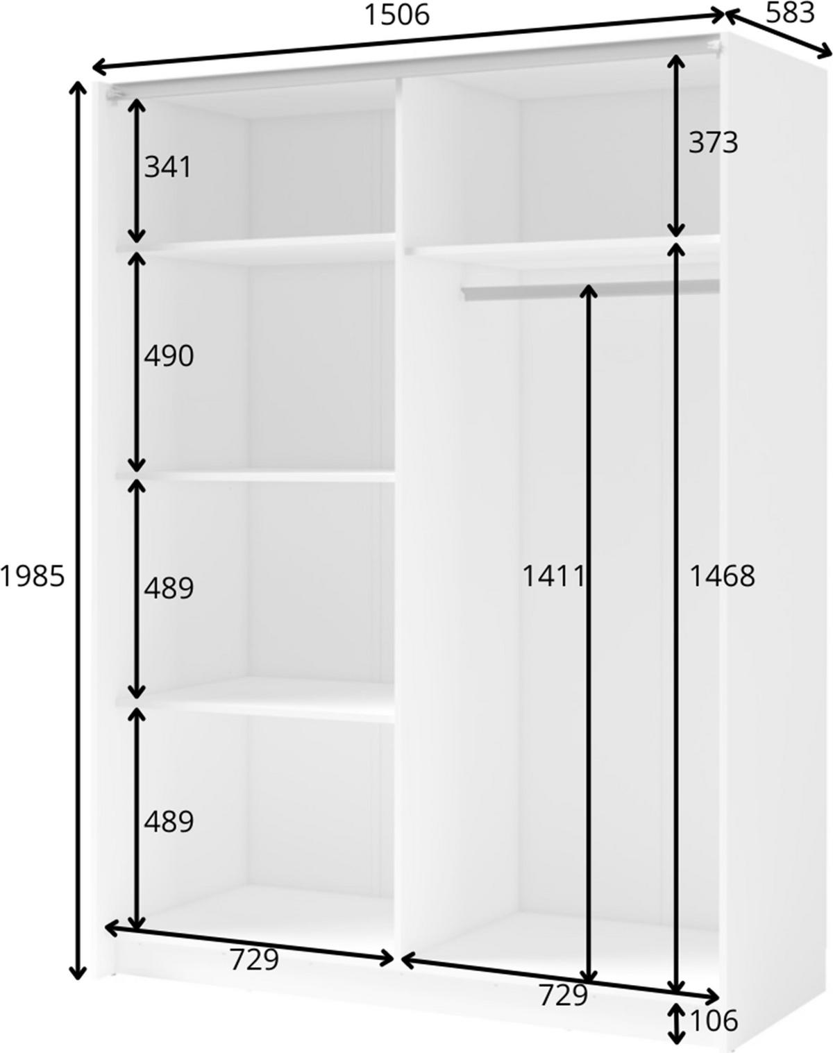 KLEIDERSCHRANK Beralto Weiß 150/198,5/63,5 cm – mit Spiegel und Lamellenfront - Weiß, Holzwerkstoff (150/198.5/63.5cm) - AX Living