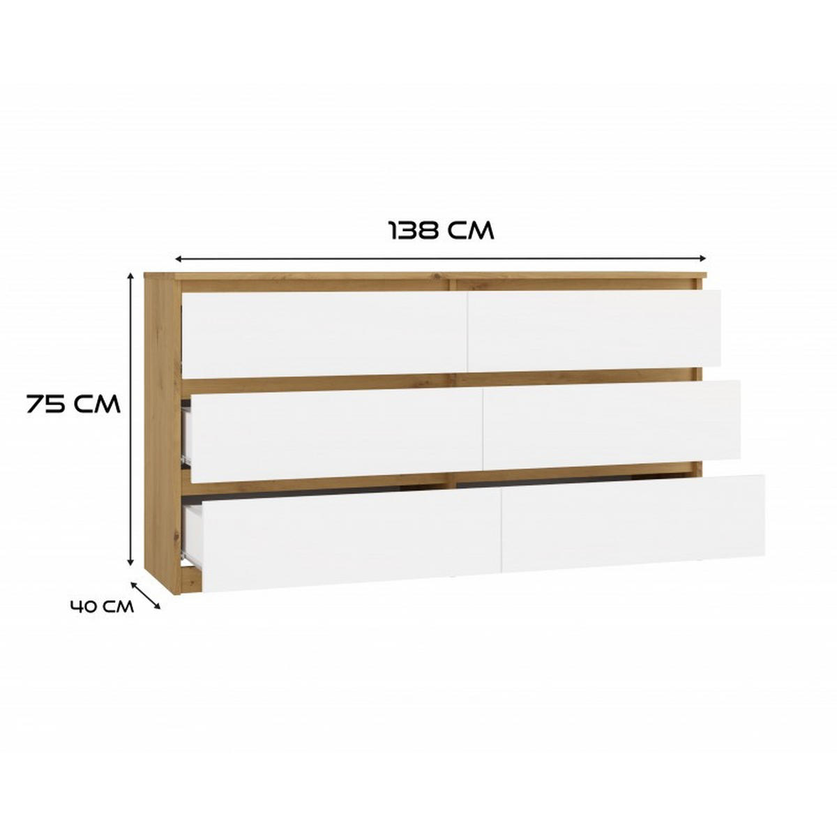 KOMMODE Anthrazit, Weiß 138/75/40 - Anthrazit/Weiß, Holzwerkstoff (138/75/40cm) - RAUMHIRSCH FURNITURE