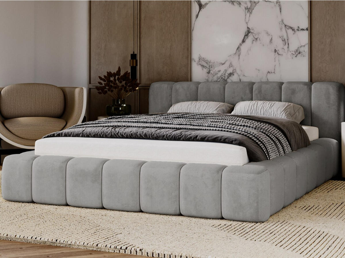 POLSTERBETT Ibiza 160x200 Grau - Naturfarben/Grau, Holz/Textil (160/200cm) - Graingold