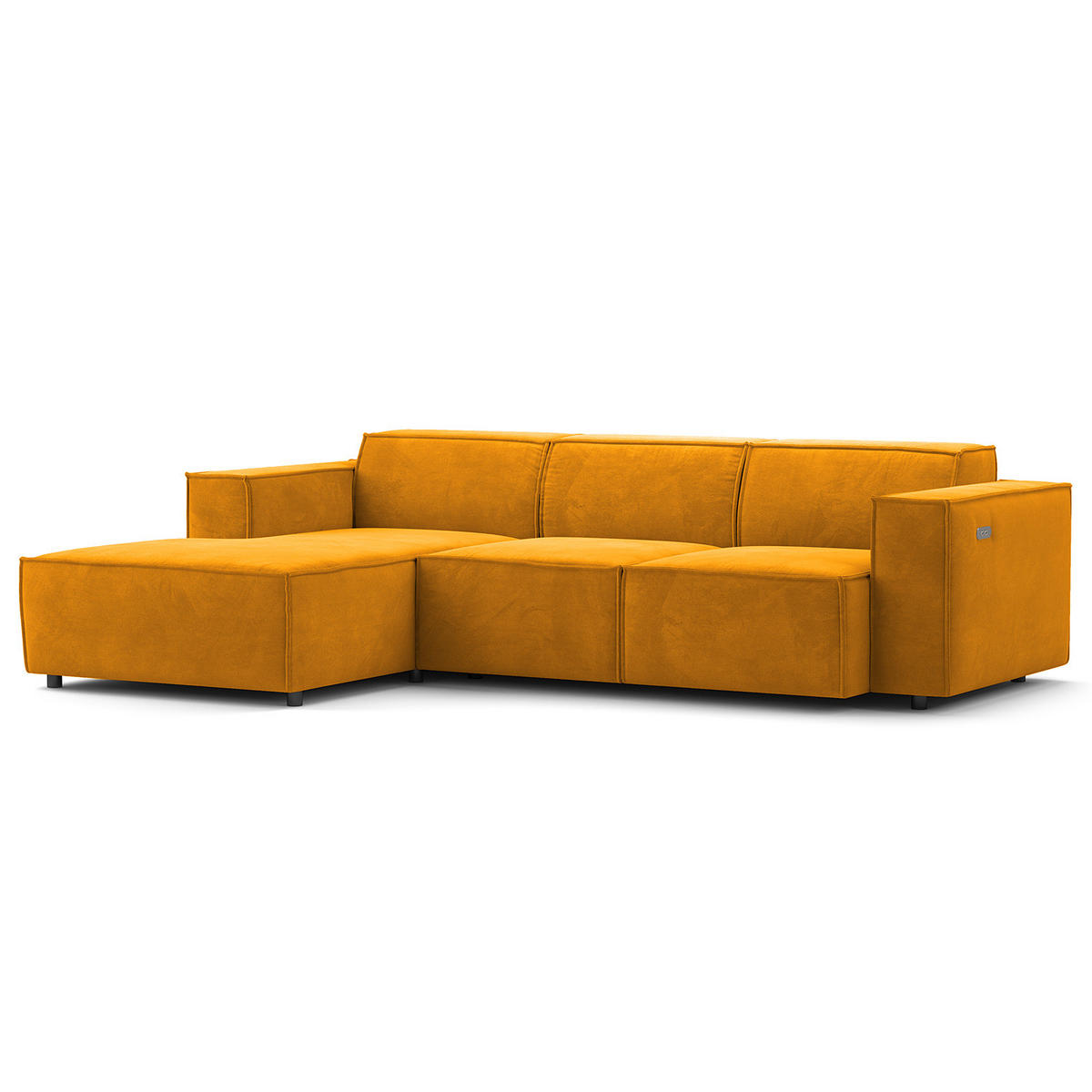 ECKSOFA mit Longchair - Gelb/Schwarz, Kunststoff/Textil (260/177cm) - home24