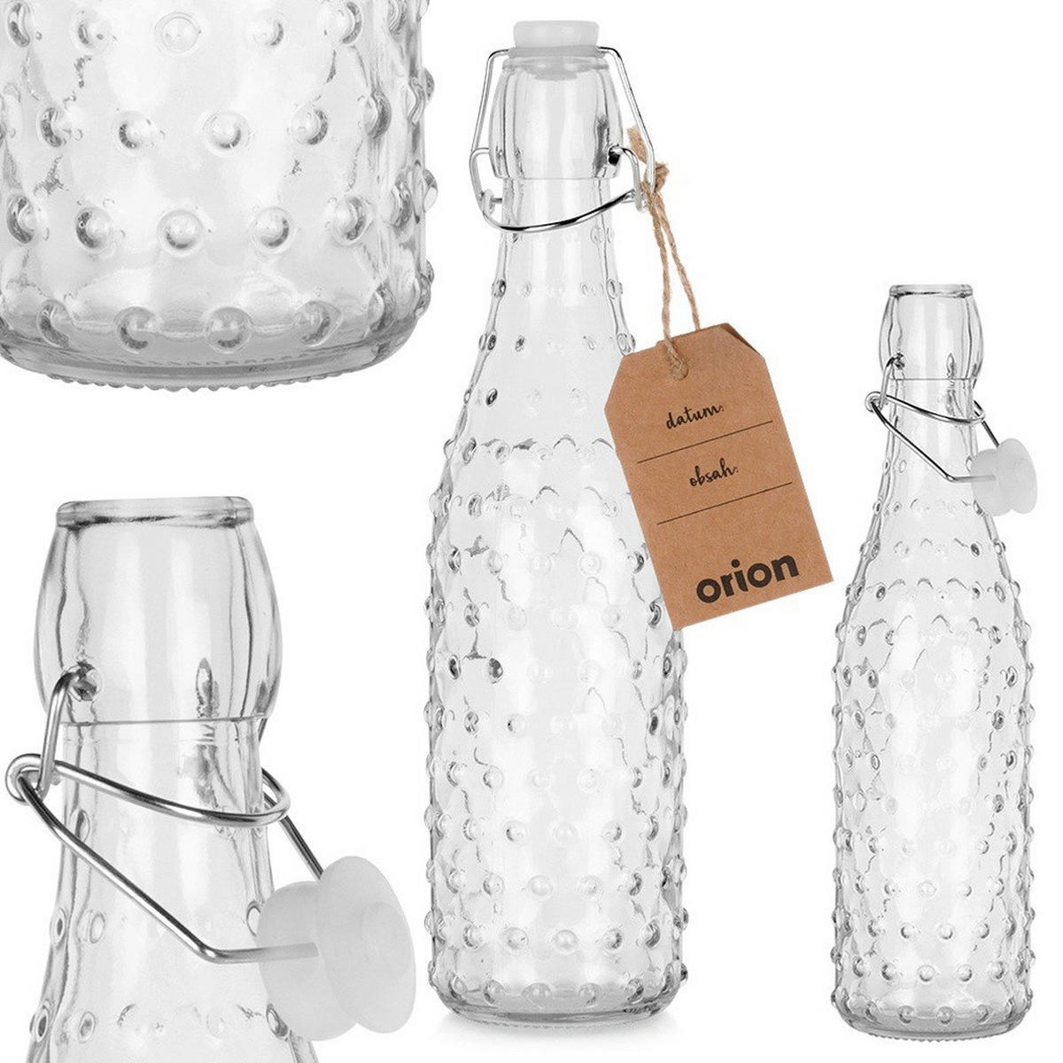 GLASFLASCHE Bügelverschluss geriffelt 500 ml Transparent - Transparent, Glas (6.5/27/6.5cm) - Orion 