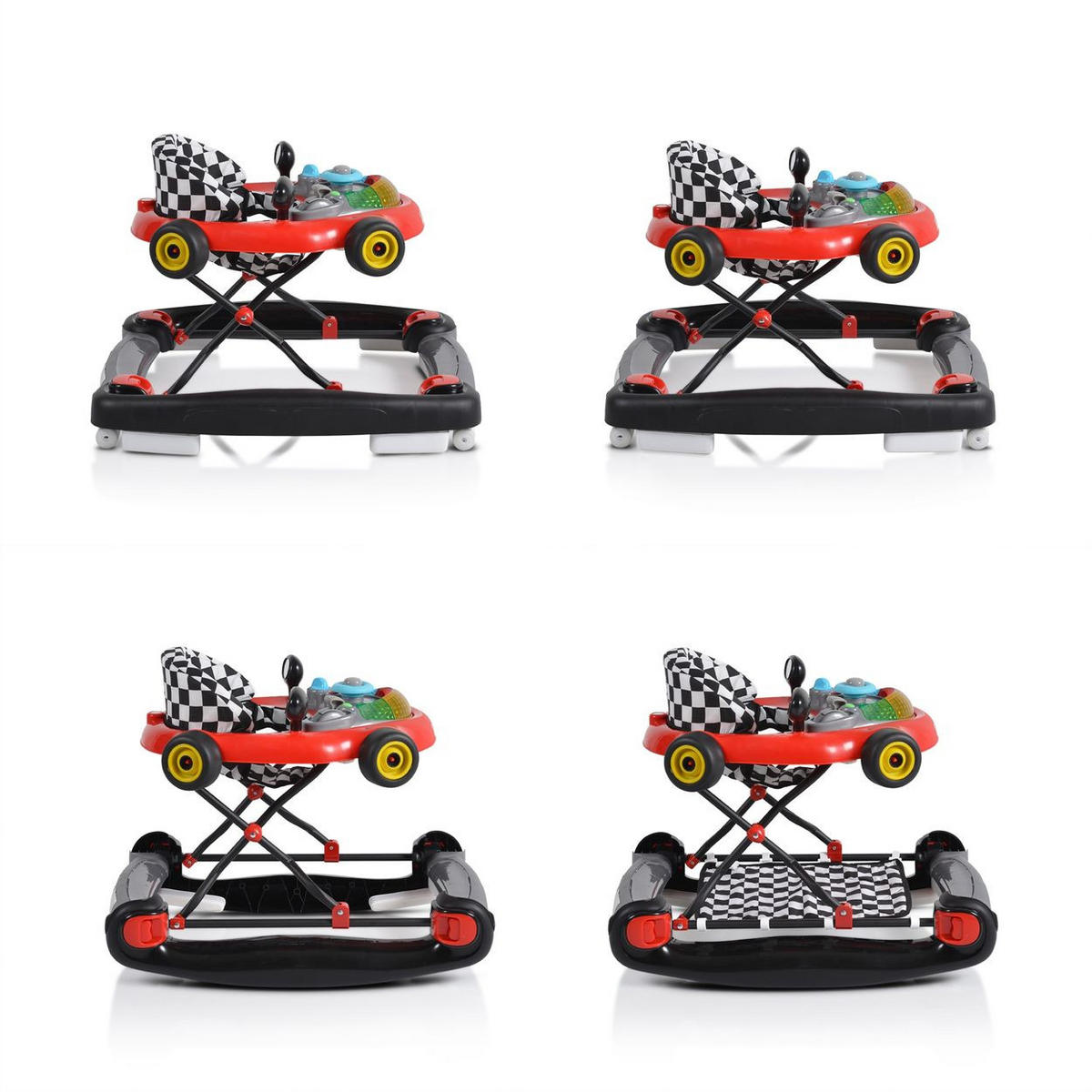 LAUFHILFE Prixy 2 in 1 rot Schaukelfunktion, Spielcenter, Lichteffekte - Rot, Kunststoff (47/58/68cm) - Moni