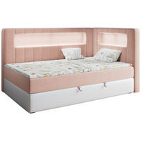 BOXSPRINGBETT JUNIOR GOLD 3 90/200 Rosa/Weiß - rechte Seite - Rosa/Weiß, Holz/Textil (90/200cm) - MKS